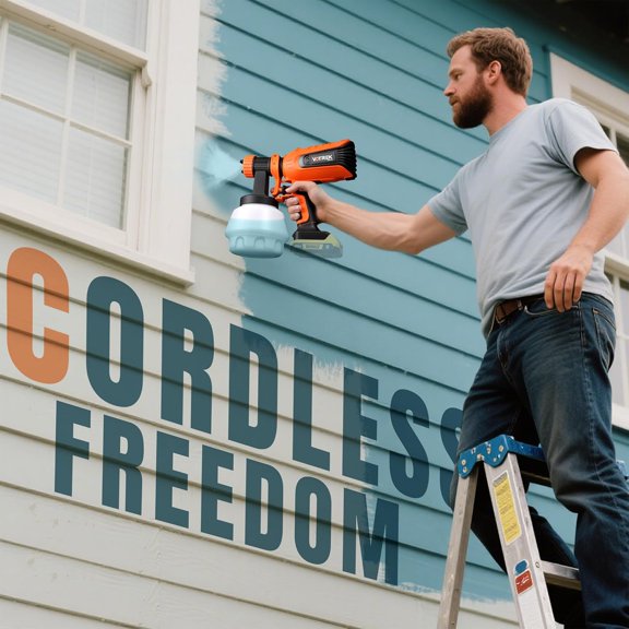 Cordless Paint Sprayer - Electric HVLP Paint Spray Gun for Interior House Painting, Furniture, and More