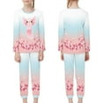 thumbnail image 3 of Suhoaziia Pj Pants for Teen Girls Cherry Blossom Axolotl Long Sleeve Top & Pants Breathable Skin Friendly Pajama Set for Leisure Time Loose Warmth Jogger Sleepwear Fit 9-10Y Kid, 3 of 5