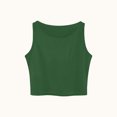 thumbnail image 5 of Smupbvky Going Out Tank Tops for Women Crew Neck Cropped Knit Vest Casual Sleeveless Summer Layering Basic T Shirt (XL, Army Green), 5 of 7