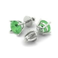 thumbnail image 2 of 2 ct Screw-Back Stud Earrings for Women | 6.5mm Round Cut Simulated Green Diamond | 18K White Gold, 2 of 4