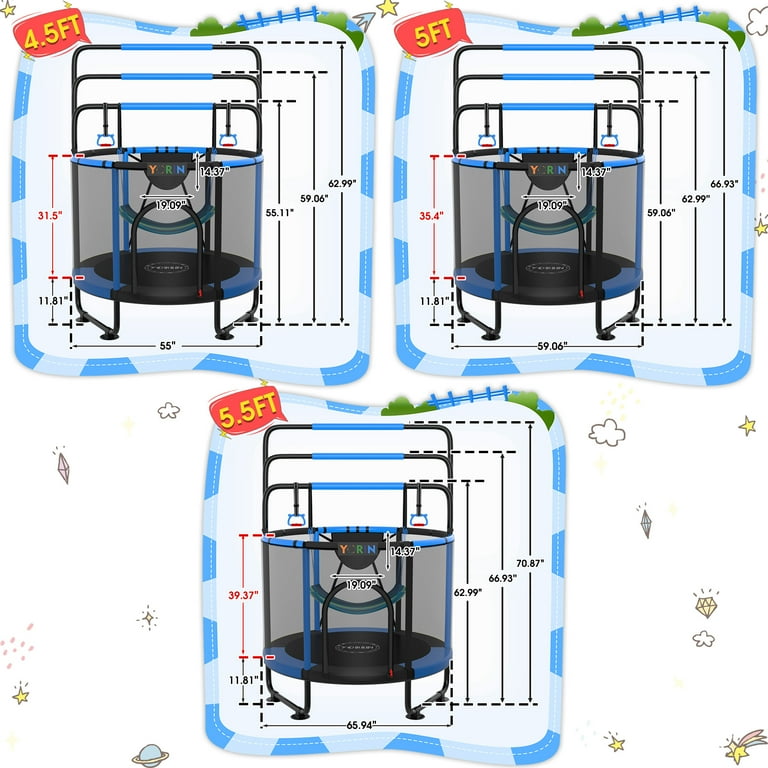 YORIN Trampoline for Kids, 55'' Toddler Mini Trampoline with