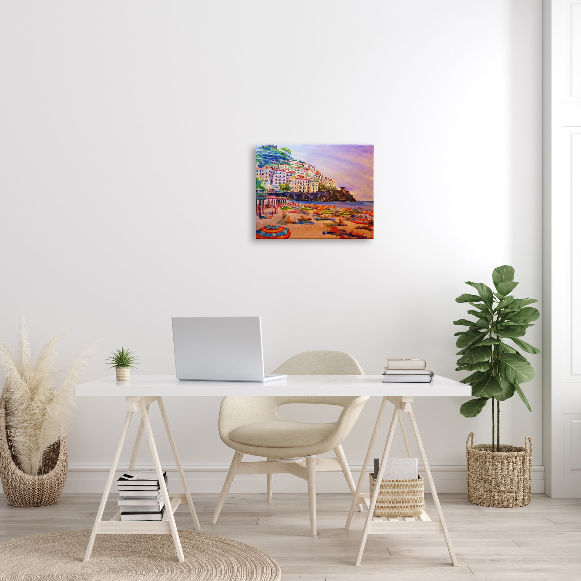 Stupell Industries Summer Beach Landscape Nature Painting Gallery Wrapped Canvas Print Wall Art, 20 x 16
