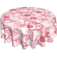 thumbnail image 1 of Valentines Day Tablecloth 60 Inch Round Pink Love Hearts Tablecloth Romantic Valentines Day Table Cloth Dust-Proof Wrinkle Resistant Rustic Tablecloth for Home Dining Room Party, 1 of 5