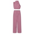 thumbnail image 3 of REORIAFEE Women Summer Casual Outfits Lounge Set Tracksuits Sweatsuit Women 2 Piece Outfits Pants Sets Summer Halter Neck Cropped Tank Top Wide Leg Pants Tracksuit Suits Pink XXL, 3 of 7