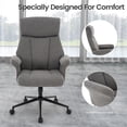 thumbnail image 3 of High Back Office Chair with Padded Arms, Ergonomic Adjustable Height 360° Swivel Linen Upholstered Desk Chair with Wheels for Home Office Study or Conference Room (Light Grey), 3 of 8