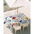 thumbnail image 3 of 60x84 Inch Outdoor Tablecloth with Umbrella Hole Zipper Rectangle Colorful Poppies Rectangular Tablecloths Outside Waterproof Orange Blue Flowers Leaves Patio Table Cloth Cover for Picnic Party, 3 of 8