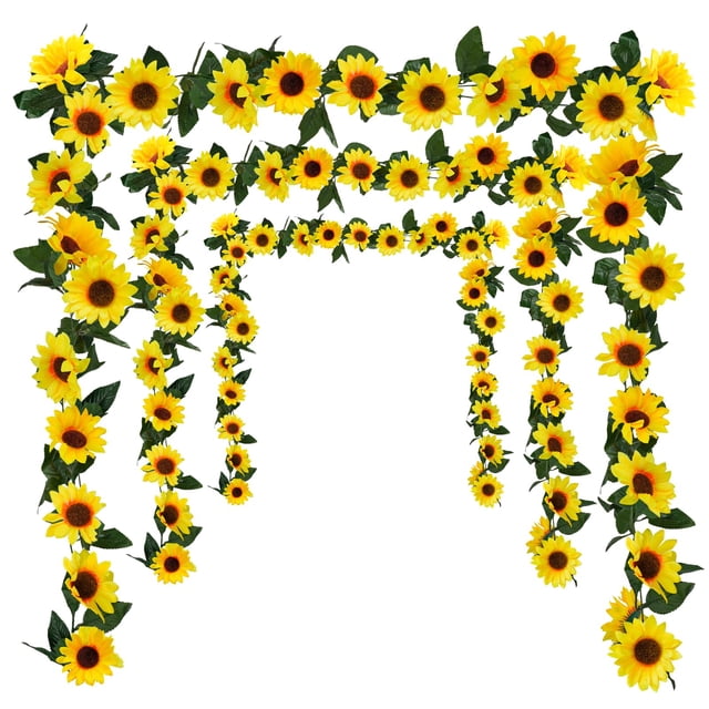 Guirnalda artificial de girasoles de seda Uieke, 2,3 m, 3 m