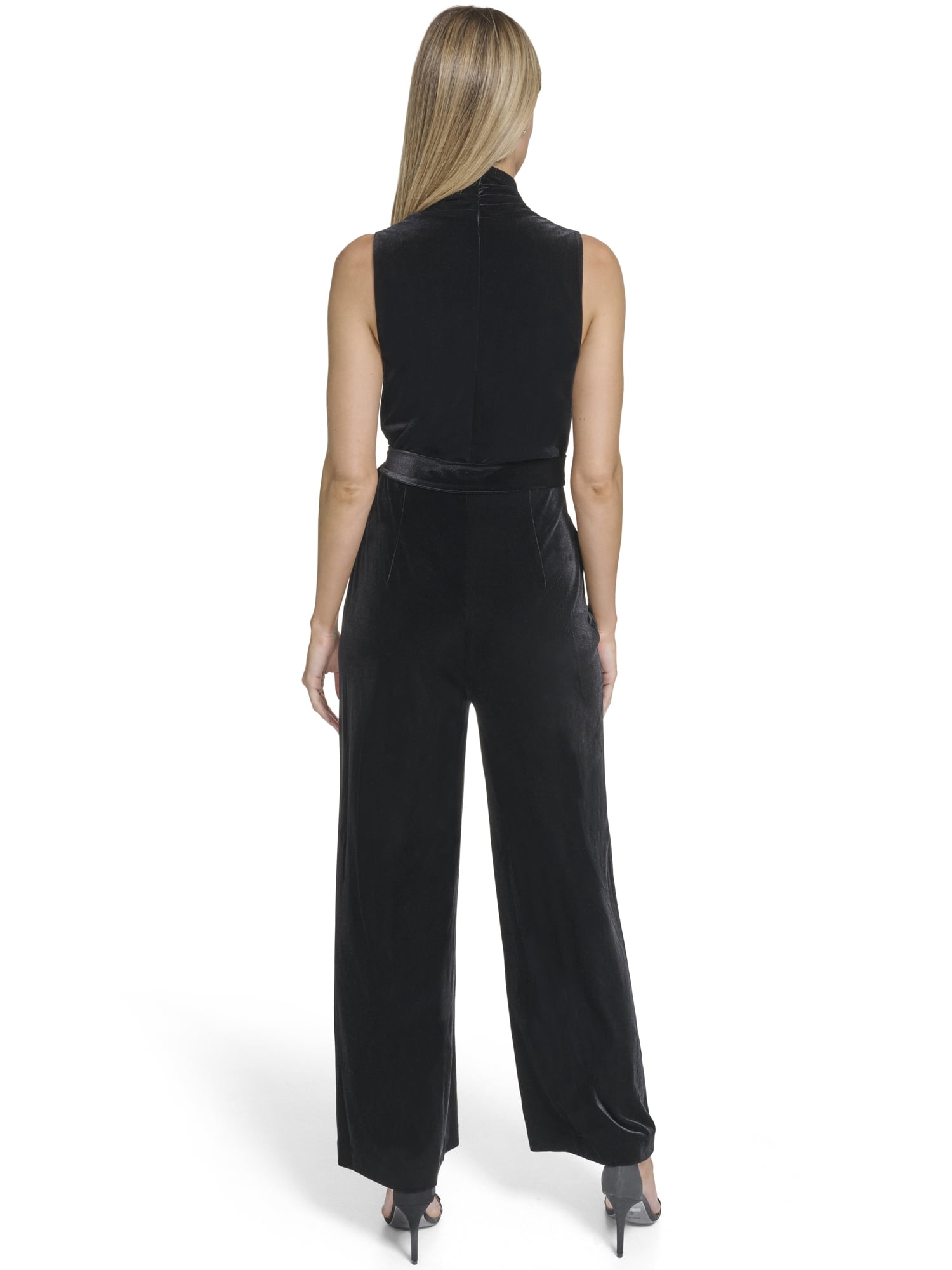 Falling Flowers Women's Velvet Surplice Blouson Jumpsuit, Sizes XS-XL