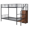 thumbnail image 2 of Yesfashion Twin Over Full Bunk Bed, Bunk Bed with Wardrobe, Lateral Storage Ladder, Iron Frame, Solid Slates, Multi Functional Bunk Bed for Dormitory, Bedroom, 2 of 9