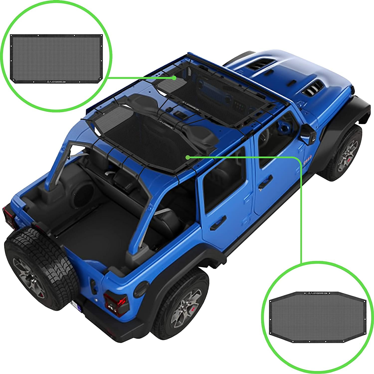 ALIEN SUNSHADE Jeep Wrangler Mesh Shade Top Cover with 10 Year Warranty Provides UV Protection for Your LJ Unlimited Tan 2003-2006 