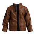 thumbnail image 1 of 1/12 chaqueta de cuero PU, ropa de muñeca hecha a mano, disfraz de ropa en miniatura para figuras de acción de 6 pulgadas, muñecas Model Dress Up ACCS Marrón, 1 of 9