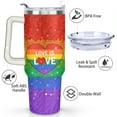 thumbnail image 3 of Rainbow Gradient Heart 40 Oz Tumbler with Handle Lid and Straw, Stainless Steel Double Walled Vacuum Insulated Cup, Cute Anniversary Wedding Birthday Gifts Tumbler for Women Men Friends Outdoor Indoor, 3 of 7