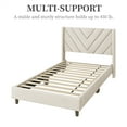 thumbnail image 4 of Yaheetech Twin Size Upholstered Platform Bed with Geometric Tufted Headboard, Beige, 4 of 7