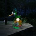 thumbnail image 3 of Alpine Corporation Solar Metal Silly Green Bird with Garden and LED Decor, 3 of 4