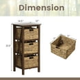 thumbnail image 3 of Costway 1 PC 3-Tier Nightstand with 3 Seagrass Baskets Rubber Wood X-Shaped Frames 3 Drawers, 3 of 9