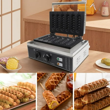 6pcs Waffle Stick Maker, Stainless Steel Waffle Stick Maker Corn Hot Dog Waffle Maker Machine Non-Stick Waffle Irons 50-300℃ Temp Control