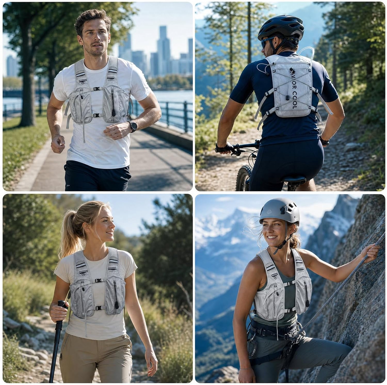 Cooling Hydration Vest with 2L BPA-Free Water Bladder, Running Vest with 3 Removable Cooling Packs, Lightweight Outdoor Hydration Pack for Hot Weather, Hiking, Cycling, Training