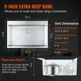 thumbnail image 4 of BENTISM 33" x 22" Kitchen Sink Top Mount Single Bowl Basin Stainless Steel Kitchen Bar, 4 of 10