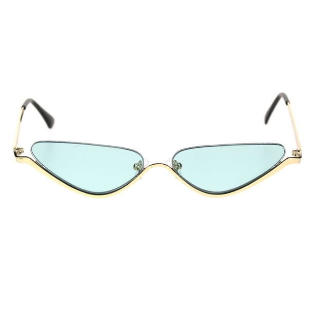 SA106 - Womens Upside Down Half Rim Cat Eye Retro Sunglasses Gold Green ...