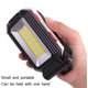 thumbnail image 5 of Luz de trabajo COB recargable giratoria con base magnética y gancho para colgar, rotación de 180° y 5 modos de luz para reparación de automóviles, parrilla, camping y uso de emergencia, 5 of 5