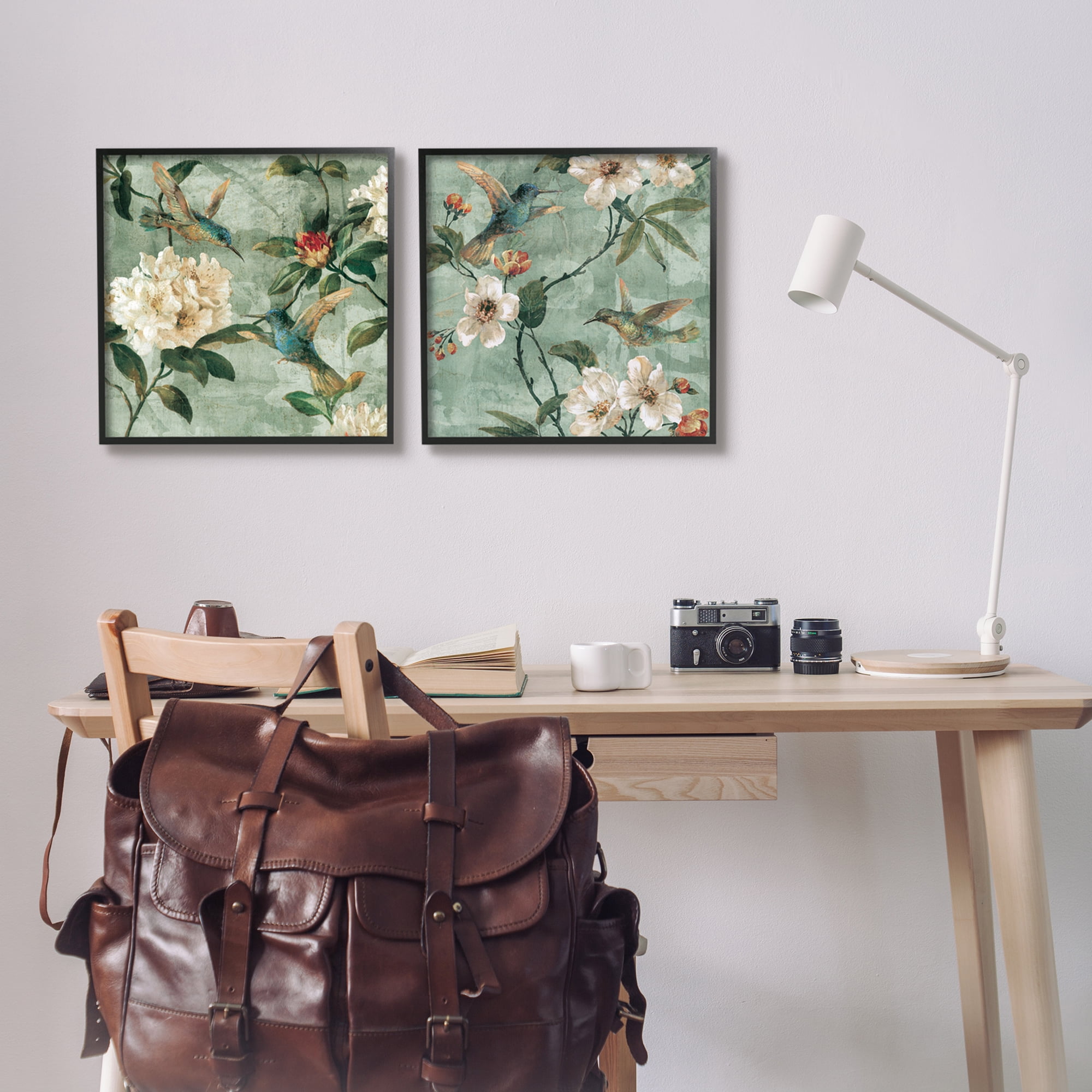 Stupell Industries Hummingbirds & Florals Botanical & Floral Painting Black Framed Art Print Wall Art, 17 x 17