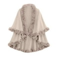 thumbnail image 1 of Birdeem Women's Winter Shawl Cape Jacket, Solid Color Warm, Belt Decorative Ball Design, 1 of 5
