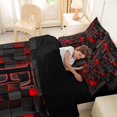 thumbnail image 4 of Erosebridal Letter Monogrammed E Boy Twin Bedding Sets 7-Piece,Teens Children Black Red Futuristic Cubes Bedding Comforter Set,Black Reversible, 4 of 6