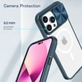 thumbnail image 6 of Crystal Clear Design for iPhone 15 Pro Case with Camera Lens Sliding Cover, Military Grade Drop Protection Non-Yellowing Slim Transparent Shockproof Phone Case for iPhone 15 Pro, Navyblue, 6 of 6