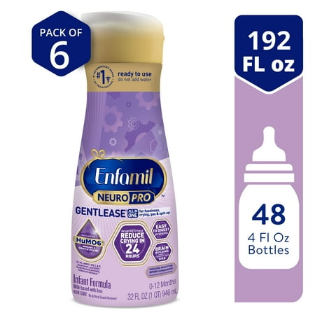 Enfamil NeuroPro Gentlease Baby Formula, Infant Formula Nutrition, Brain Support that has DHA, HuMO6 Immune Blend, Designed to Reduce Fussiness, Crying, Gas & Spit-up in 24 Hrs, 32 Oz, 6 Bottles