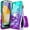 Aqua/Purple, variant on Nagebee Phone Case Compatible for Samsung Galaxy A13 5G with Tempered Glass Screen Protector (Full Coverage), Sparkle Glitter Liquid Bling Diamond [Ring Holder & Wrist Strap] Women Girls (Aqua/Purple)