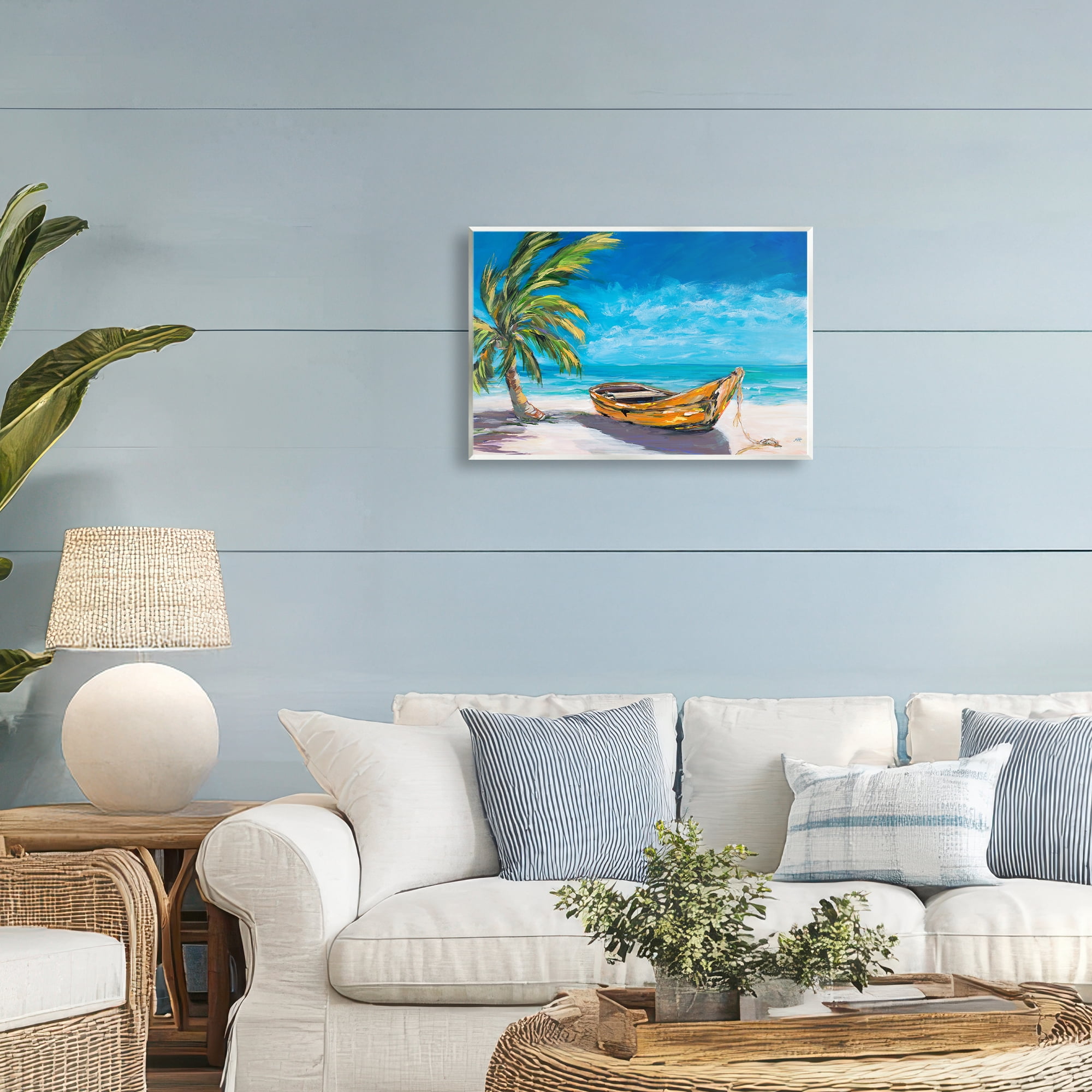 Stupell Industries Lost Island Palm & Boat Wall Plaque Art, design by Julie DeRice