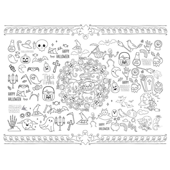 Halloween Giant Coloring Poster/Tablecloth Halloween Crafts, 55x40 Inches Coloring Banner Gifts for Kids Activities Games Toys Party Favors- Halloween Decorations