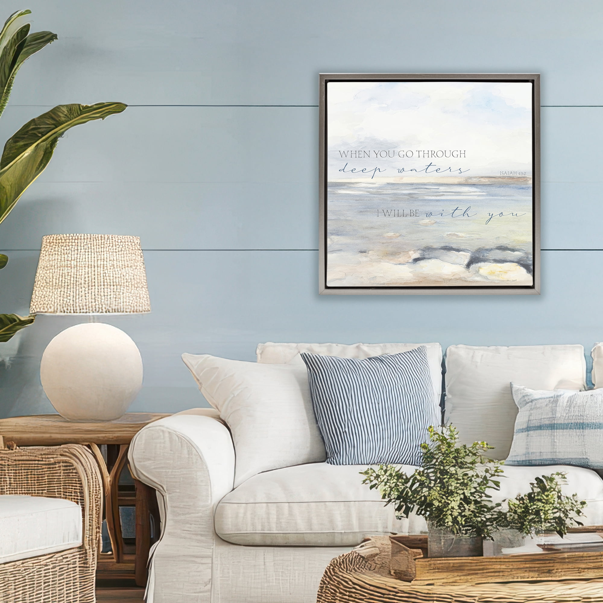 Stupell Industries Deep Waters with You Gray Framed Floater Canvas Wall Art, design by Lanie Loreth