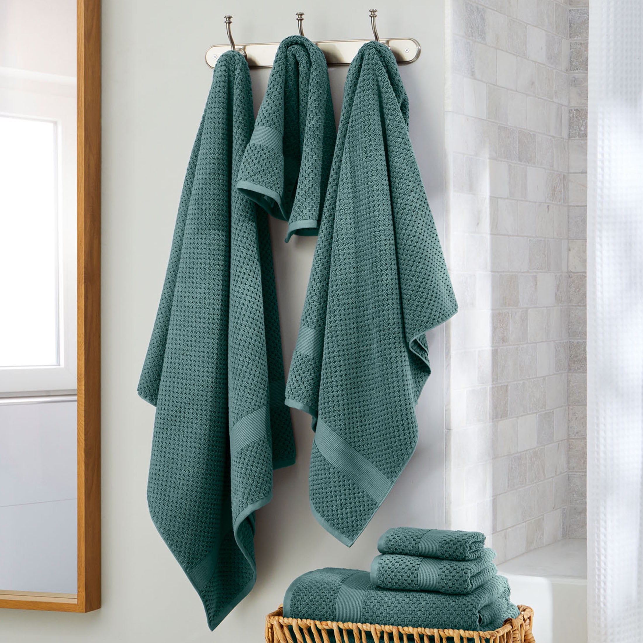 Better Homes & Gardens Signature Soft Cotton Popcorn Textured Hand Towel, Nimbus Blue