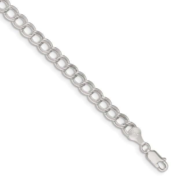 Sterling Silver 6mm Double Link Charm Bracelet 8 Inch "Bracelets