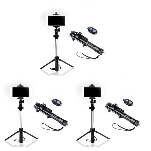 serony Perche à Selfie Bluetooth Trépied Télécommande Monopode Extensible Compatible 7 8 X Noir Ensemble de 3