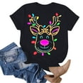 thumbnail image 6 of Towmus Christmas Shirts for Women Ugly Cute T-Shirts Elk Graphic Tee Tops Casual Crewneck Short Sleeve Pullover Black S-3XL, 6 of 6