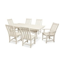 POLYWOOD Vineyard 7-Piece Farmhouse Trestle Dining Set in Sand