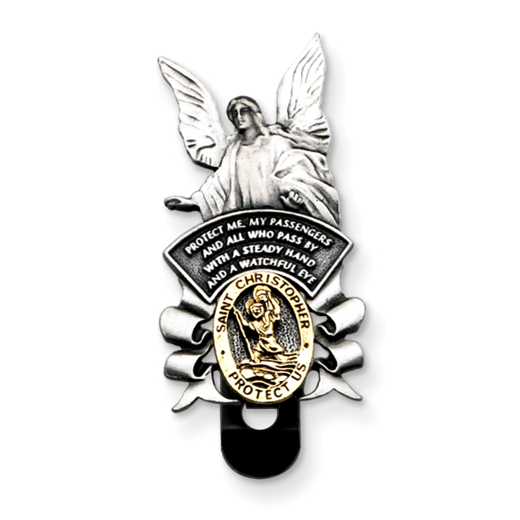 St Christopher/Guardian Angel Visor Clip Perfect Religious Gift