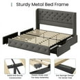 thumbnail image 5 of Breltam Queen Size Bed Frame with 4 Storage Drawers, Wingback Tufted Headboard, LED Lights, Light Grey Velvet Upholstered Platform Bed, No Box Spring Needed, 5 of 8