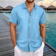 thumbnail image 2 of Men's Casual Button Down Shirt Short Sleeve Relaxed Fit Summer Beach Top with Collar Comfortable Breathable Fabric for Daily Wear, 2 of 9