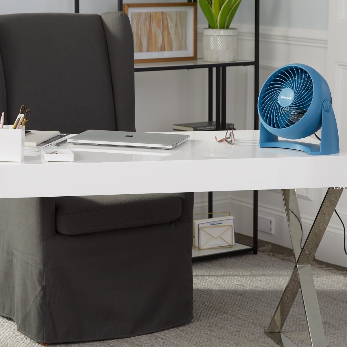 Honeywell Air Circulator Electric Whole Room Table Fan, Steel Blue, 3 Speeds