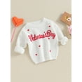 thumbnail image 3 of Bagilaanoe Baby Girl Boy Valentine's Day Clothes Newborn Knitted Sweater Long Sleeve Letter Heart Embroidery Pullover 3M 6M 9M 12M 18M Infant Warm Jumpers Tops Fall Loose Knitwear, 3 of 9