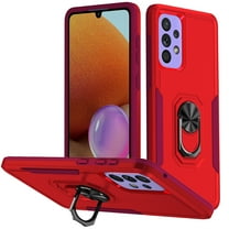 for Samsung Galaxy A42 5G Case, Slim Fit Military Grade Drop Tested Dual Layer Shockproof Case with 360 Ring Holder Kickstand Protective Rugged Car Magnetic Non-Slip Phone Case,Rose Red