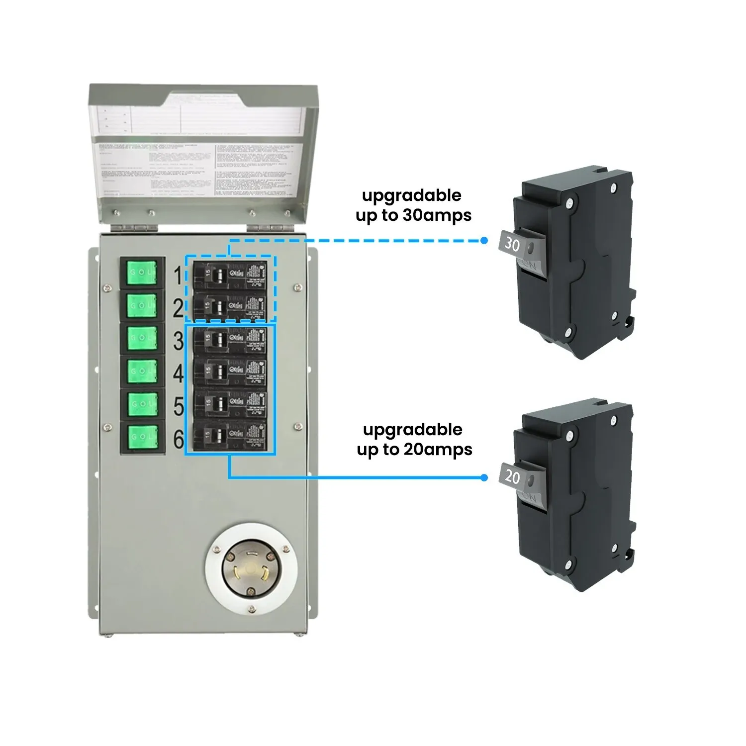 Nature's Generator Transfer Switch 6 Circuits 120V 30A Power Transfer Kit With Transfer Switch Flush Mount