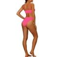 thumbnail image 3 of Women's 2 Piece Ribbed Bikini Sets, Adjustable Spaghetti Straps Sports Swimwear Bathing Suits Rose Red L, 3 of 5