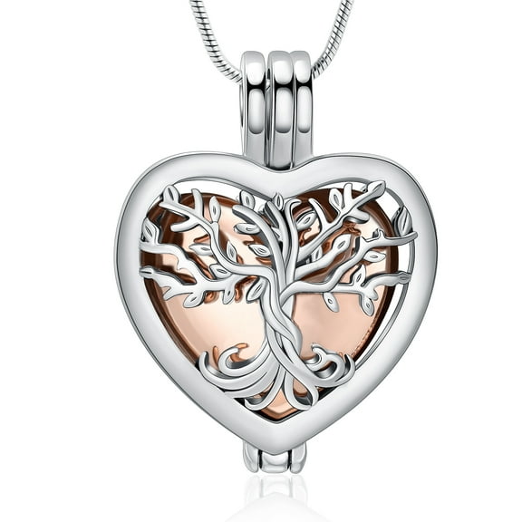 Heart with Tree of Life Hollow Cremation Pendant Small Urns For Ashes Keepsake Urn Necklace