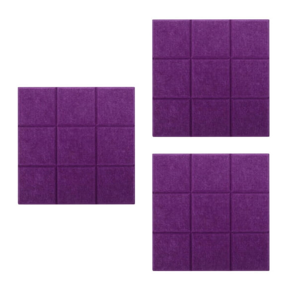 3 Pieces Wall Felt Board Grid Bulletin Photo Trifold Purple