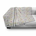 thumbnail image 3 of Yellow and Blue Soft Flannel Fleece Throw Blanket, Vertical Thin Stripes with Little Flowers and Colorful Tulips, Cozy Plush for Indoor and Outdoor Use, 50" x 70", Pink Yellow Pale Blue, by Ambesonne, 3 of 6