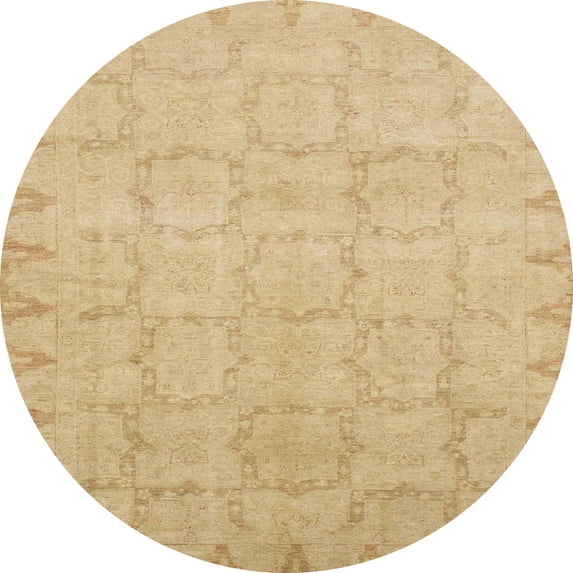 Ahgly Company Indoor Round Abstract Gold Oriental Area Rugs, 8' Round